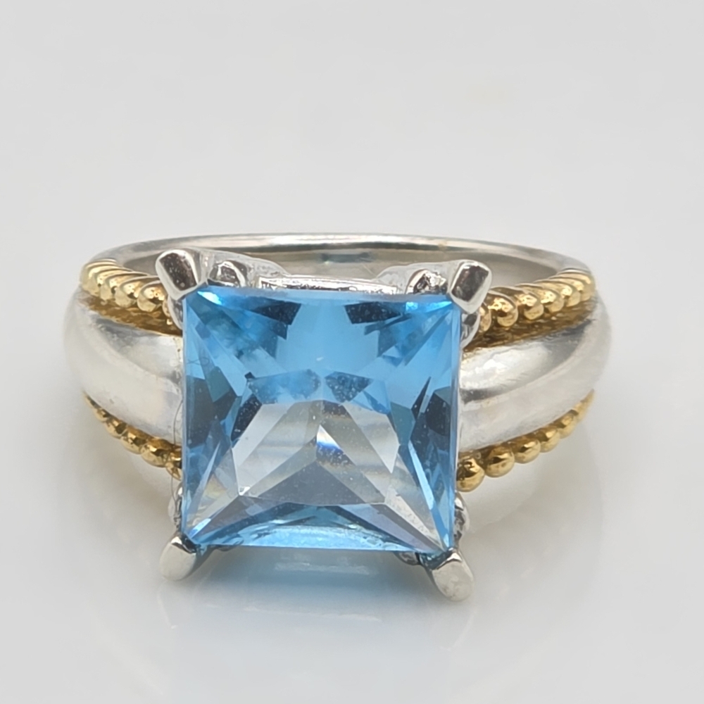 Designer Signed Andrea Candela Genuine Swiss Blue Topaz Ring